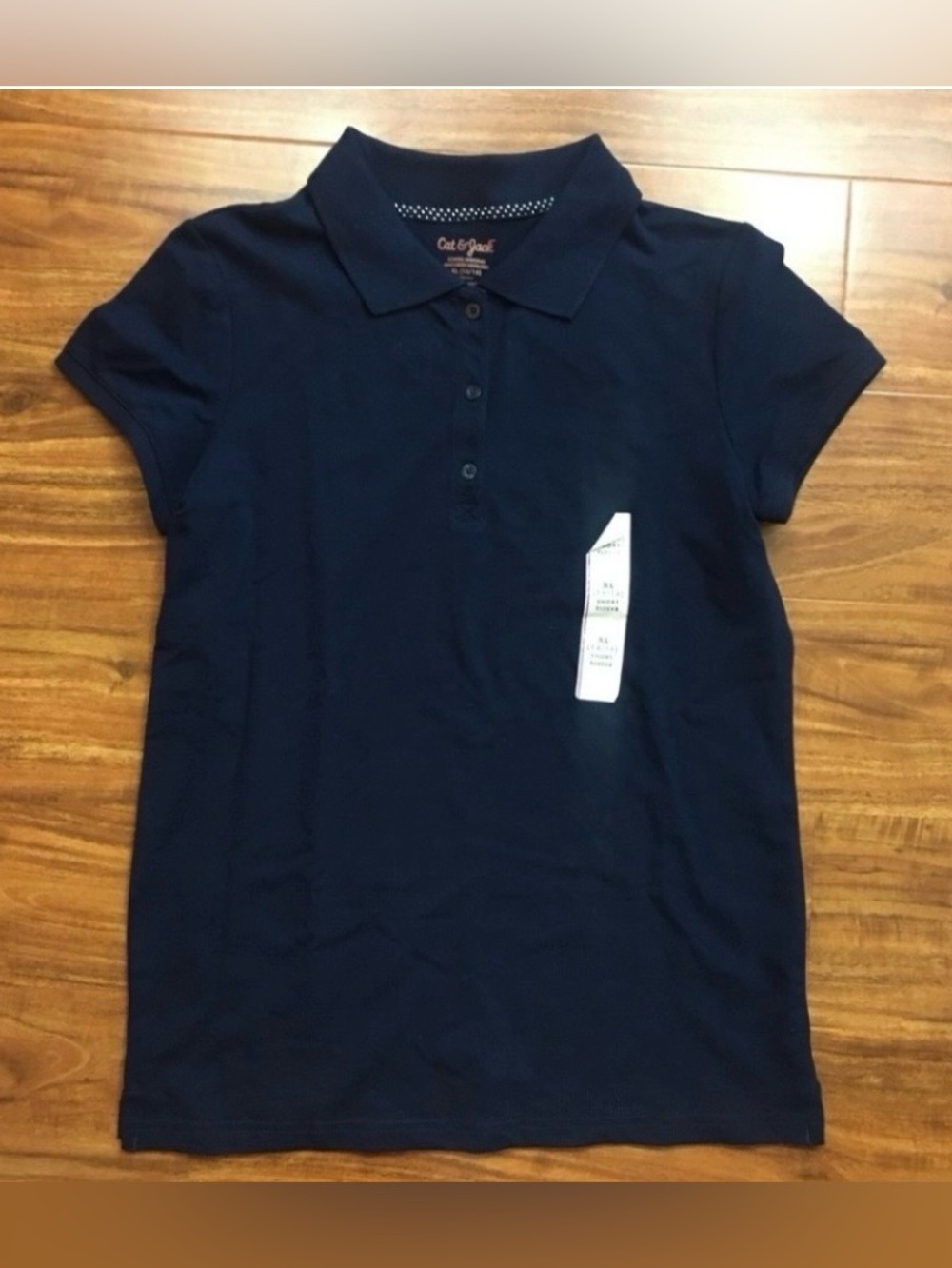 3/$25 New Cat & Jack Girls Navy Short Sleeve Polo Shirt Size XL School Uniform